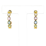Oval-Cut Multi-Sapphire Hoop Earrings, 18K