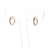 Ruby and Gold Mini Hoop Earrings, 18K