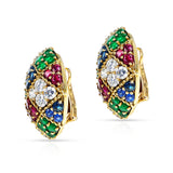 Fred Paris Ruby, Emerald, Sapphire and Diamond Bangle, 18k