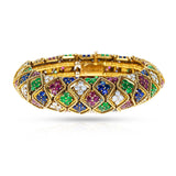 Fred Paris Ruby, Emerald, Sapphire and Diamond Bangle, 18k