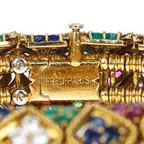 Fred Paris Ruby, Emerald, Sapphire and Diamond Bangle, 18k