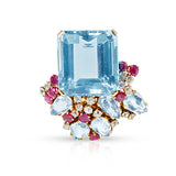 Suzanne Belperron Aquamarine, Ruby and Diamond Brooch, 18k