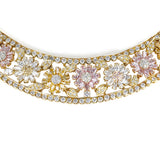 Floral Yellow, White and Pink Diamond Necklace, 18k, Stefan Hafner