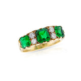 AGL Certified Colombian Emerald and Diamond Victorian Ring, 18k