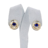 Oval Sapphire with Round and Baguette Diamond Earrings, 18k