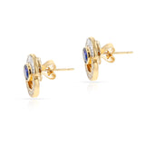 Oval Sapphire with Round and Baguette Diamond Earrings, 18k