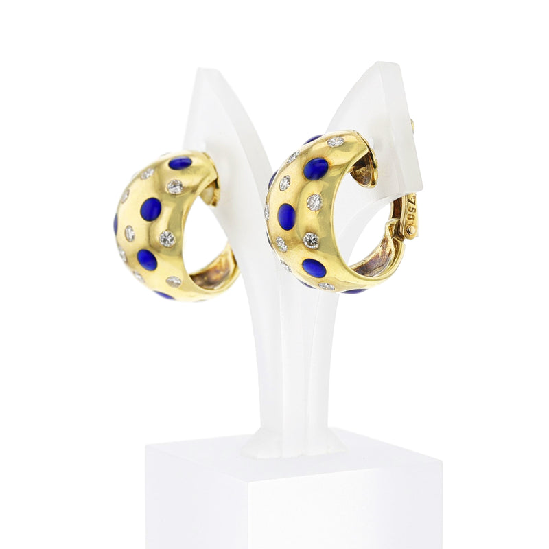 Van Cleef & Arpels Plique a Jour Enamel and Diamond Earring and Ring Set, 18k
