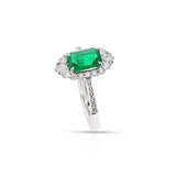 GIA Certified Natural Octagonal Step-Cut Emerald and Diamond Ring, 18k