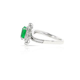 GIA Certified Natural Cushion-Cut Emerald and Diamond Ring, 18k