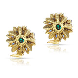 Turquoise Cabochon and Sapphire and Diamond Cluster Earrings, 18k