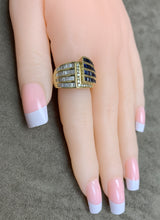 Baguette and Round Diamonds with Square-Cut Sapphire Cocktail Ring, 18K