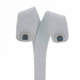 Blue Diamond and White Diamond Square Studs, 18K