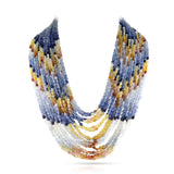 Natural Multi Shaded Yellow and Blue Sapphire Tumbled Beads Necklace