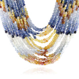 Natural Multi Shaded Yellow and Blue Sapphire Tumbled Beads Necklace