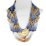 Natural Multi Shaded Yellow and Blue Sapphire Tumbled Beads Necklace