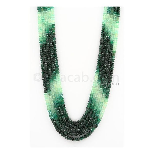 4.20 to 5.20 mm - 5 Lines - Emerald Faceted Beads - 17 to 19 inches (EFBSh1001)