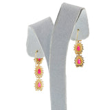 Pear Ruby and Diamond Dangling Earrings, 14k