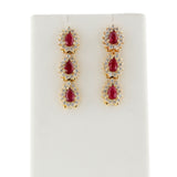 Pear Ruby and Diamond Dangling Earrings, 14k