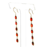 Five Oval Garnet Cabochon Dangling Earrings, 18K