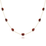 Oval Garnet Cabochon Necklace, 18K