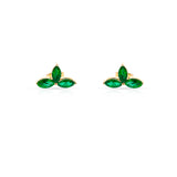 Marquise Emerald Trio Studs, 18K