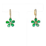 Floral Emerald and Diamond Dangling Earrings