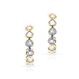 Rainbow Moonstone Hoop Earrings, 18k