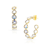 Rainbow Moonstone Hoop Earrings, 18k