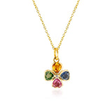 Heart-Shape Multi-Sapphire and Diamond Floral Pendant Necklace, 18k