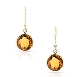 Round Citrine and Diamond Rose Cut Dangling Earrings, 18k