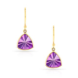 Triangular Amethyst Dangling Earrings, 18k
