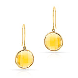 Round Citrine Hoop Earrings, 18k