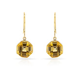 Octagonal-Cut Citrine Hoop Earrings, 18k