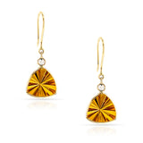 Triangular Citrine and Diamond Rose Cut Hoop Earrings, 18k