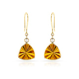 Triangular Citrine and Diamond Rose Cut Hoop Earrings, 18k