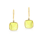 Sugarloaf Lemon Topaz Dangling Earrings, 18k
