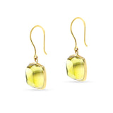 Sugarloaf Lemon Topaz Dangling Earrings, 18k