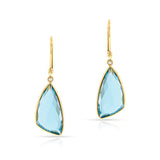 Triangular Blue Topaz Hoop Earrings, 18k