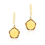 Pentagonal Citrine Hoop Earrings, 18k