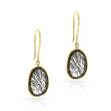 Black Rutilated Quartz Hoop Earrings, 18k