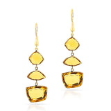 Mixed-Shape Citrine Dangling Hoop Earrings, 18k