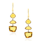 Mixed-Shape Citrine Dangling Hoop Earrings, 18k