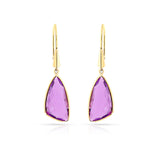 Triangular Amethyst Hoop Earrings, 18k