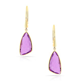 Triangular Amethyst Hoop Earrings, 18k