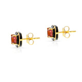 Square Black Enamel and Pink Tourmaline Studs, 18k