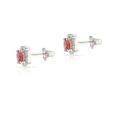 Square Tourmaline and Diamond Halo Studs, 18k
