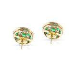 Emerald and Diamond Checkerboard Stud Earrings, 18k