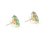 Emerald and Diamond Checkerboard Stud Earrings, 18k