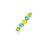 Blue Topaz and Peridot Cabochon Single Band, 18K