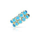 Double Blue Topaz Cabochon Band, 18K